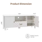 Meuble TV COZONY avec lumières LED, Table console TV rétro avec 2 compartiments de rangement et 1 tiroir, Meuble de divertissement pour salon