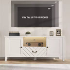 Meuble TV COZONY avec lumières LED, Table console TV rétro avec 2 compartiments de rangement et 1 tiroir, Meuble de divertissement pour salon