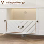 Meuble TV COZONY avec lumières LED, Table console TV rétro avec 2 compartiments de rangement et 1 tiroir, Meuble de divertissement pour salon