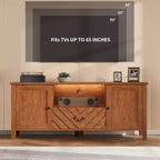 Meuble TV COZONY avec lumières LED, Table console TV rétro avec 2 compartiments de rangement et 1 tiroir, Meuble de divertissement pour salon