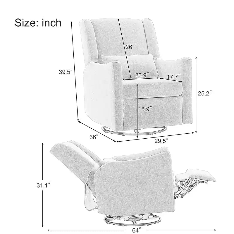 Fauteuil inclinable et pivotant Polibi Modern Wingback Glider