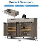 Bahut-Crédence Moderne de 55" avec 4 Portes et Base Métallique, Étagères Réglables - Meuble Bar d'Appoint pour Salle à Manger