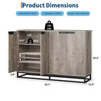 Bahut-Crédence Moderne de 55" avec 4 Portes et Base Métallique, Étagères Réglables - Meuble Bar d'Appoint pour Salle à Manger