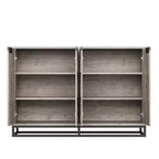 Bahut-Crédence Moderne de 55" avec 4 Portes et Base Métallique, Étagères Réglables - Meuble Bar d'Appoint pour Salle à Manger
