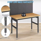 Établi en bambou et bois, console d'entrée, table basse, meuble de rangement, établi en bois de 48x24 pouces, établi de garage, établi robuste