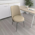 Royal Hampton Side Dining Chair Set of 2, Silver Metal, Taupe Faux Leather Round Seats