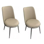 Lot de 2 chaises de salle à manger Royal Hampton, métal argenté, assise ronde en similicuir taupe