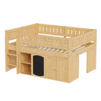 Lit mezzanine Whisen de taille standard avec armoire de rangement et tableau noir, peu encombrant et élégant
