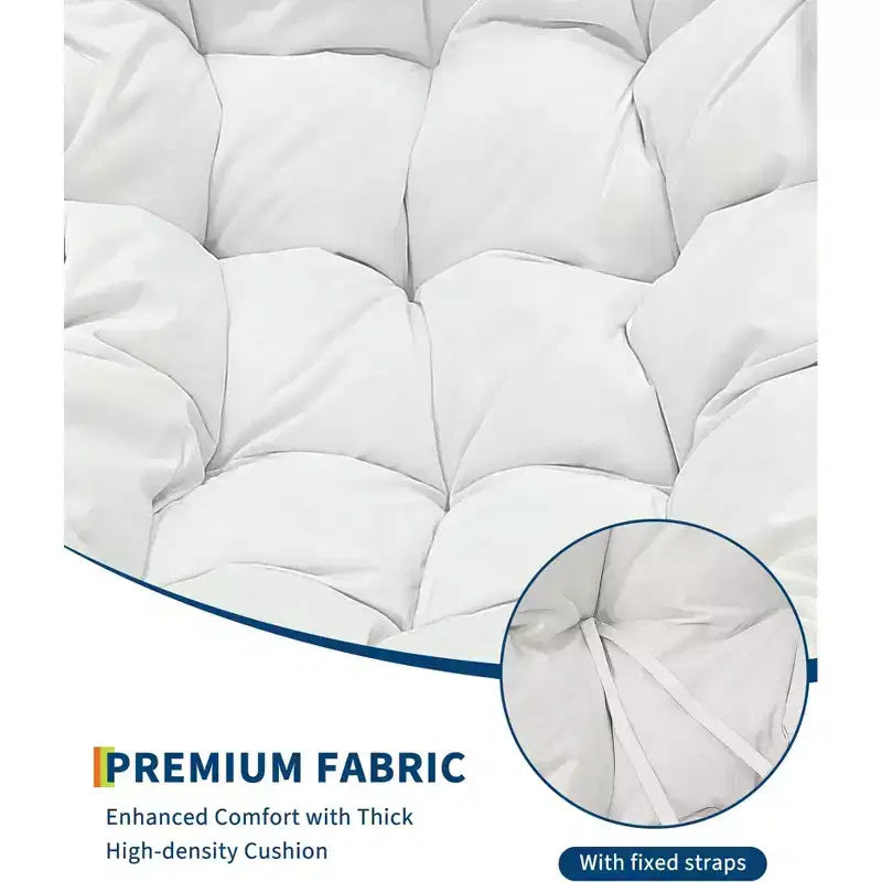 Fauteuil à bascule Papasan d'extérieur, chaise longue en osier surdimensionnée avec coussin et cadre en métal, fauteuil à bascule en rotin pour balcon, jardin, porche, chambre à coucher