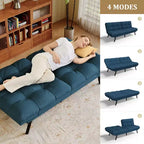 Canapé-Lit Futon Convertible Dyonery 71, Canapé Futon Moderne en Mousse à Mémoire de Forme avec Coussin Amovible, Dossier et Accoudoirs Réglables