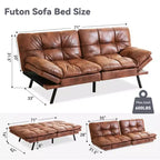 Canapé-Lit Futon Convertible Dyonery 71, Canapé Futon Moderne en Mousse à Mémoire de Forme avec Coussin Amovible, Dossier et Accoudoirs Réglables