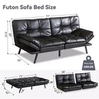 Canapé-Lit Futon Convertible Dyonery 71, Canapé Futon Moderne en Mousse à Mémoire de Forme avec Coussin Amovible, Dossier et Accoudoirs Réglables