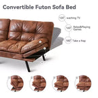Canapé-Lit Futon Convertible Dyonery 71, Canapé Futon Moderne en Mousse à Mémoire de Forme avec Coussin Amovible, Dossier et Accoudoirs Réglables