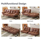 Canapé-Lit Futon Convertible Dyonery 71, Canapé Futon Moderne en Mousse à Mémoire de Forme avec Coussin Amovible, Dossier et Accoudoirs Réglables