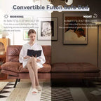 Canapé-Lit Futon Convertible Dyonery 71, Canapé Futon Moderne en Mousse à Mémoire de Forme avec Coussin Amovible, Dossier et Accoudoirs Réglables