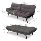 Canapé-Lit Futon Convertible Dyonery 71, Canapé Futon Moderne en Mousse à Mémoire de Forme avec Coussin Amovible, Dossier et Accoudoirs Réglables