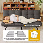 Canapé-Lit Futon Convertible Dyonery 71, Canapé Futon Moderne en Mousse à Mémoire de Forme avec Coussin Amovible, Dossier et Accoudoirs Réglables
