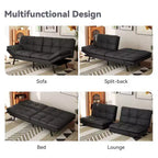 Canapé-Lit Futon Convertible Dyonery 71, Canapé Futon Moderne en Mousse à Mémoire de Forme avec Coussin Amovible, Dossier et Accoudoirs Réglables
