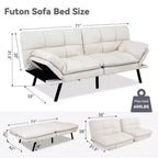 Canapé-Lit Futon Convertible Dyonery 71, Canapé Futon Moderne en Mousse à Mémoire de Forme avec Coussin Amovible, Dossier et Accoudoirs Réglables