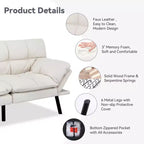 Canapé-Lit Futon Convertible Dyonery 71, Canapé Futon Moderne en Mousse à Mémoire de Forme avec Coussin Amovible, Dossier et Accoudoirs Réglables