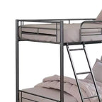 Lit superposé Royal Hampton double sur double, cadre en métal noir, échelle inclinée attachée