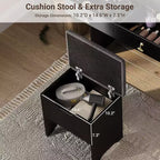 Coiffeuse avec miroir, petite coiffeuse avec tabouret de rangement rembourré, table de maquillage avec 2 grands tiroirs et étagères ouvertes à 3 niveaux pour la maison