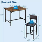 Ensemble de table à manger pour 4, ensemble de table de cuisine 5 pièces, repose-pieds, protection d'angle, table à hauteur de comptoir, 2 tabourets de bar rembourrés, pour la cuisine