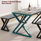 Ensemble table et banc de salle à manger pour 4, ensemble table de cuisine avec 2 bancs, ensemble de table de salle à manger rectangulaire avec cadre en métal robuste, gris