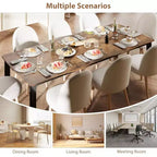 Table à manger avec bord irrégulier ondulé, plateau en MDF de 15 mm d'épaisseur et cadre en métal, table de cuisine en bois pour 6-8 personnes, marron rétro