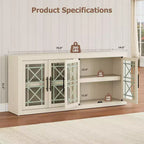 GustoWave Buffet de cuisine d'appoint moderne, Meuble de rangement en bois avec 4 portes vitrées