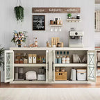 GustoWave Buffet de cuisine d'appoint moderne, Meuble de rangement en bois avec 4 portes vitrées