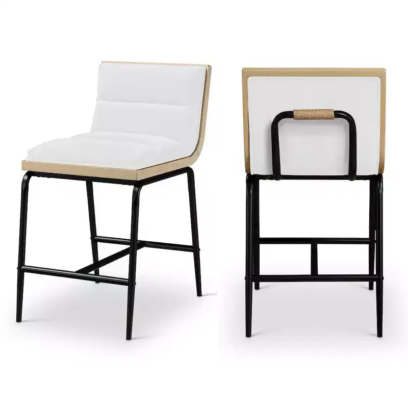 Meridian Furniture, Tabouret de comptoir rembourré en tissu Viceroy, Lot de 2