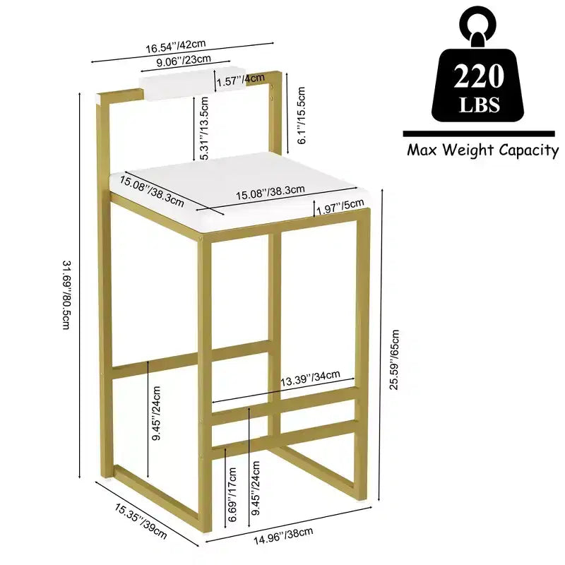 Okak Tabourets de Bar Rembourrés en Velours Lot de 2, Tabourets de Comptoir de Cuisine Modernes avec Assise Carrée pour Îlot de Cuisine, Salle à Manger
