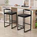 Okak Tabourets de Bar Rembourrés en Velours Lot de 2, Tabourets de Comptoir de Cuisine Modernes avec Assise Carrée pour Îlot de Cuisine, Salle à Manger