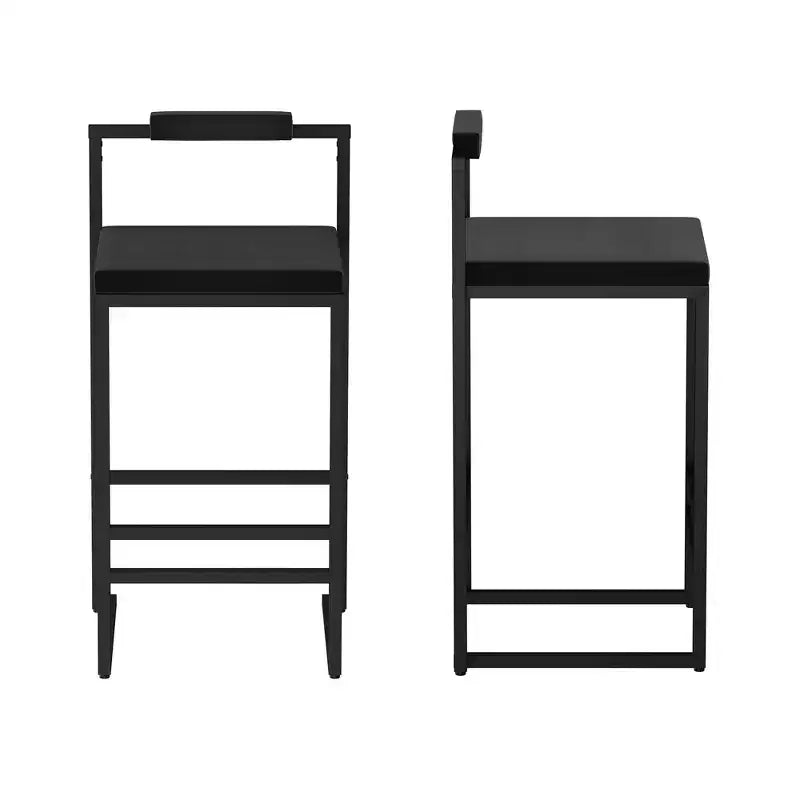 Okak Tabourets de Bar Rembourrés en Velours Lot de 2, Tabourets de Comptoir de Cuisine Modernes avec Assise Carrée pour Îlot de Cuisine, Salle à Manger