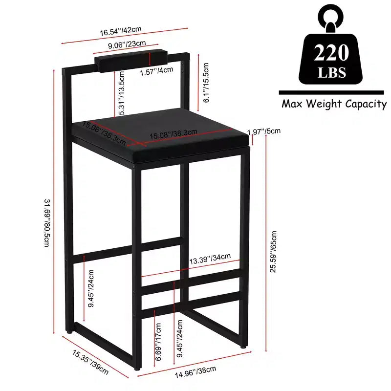 Okak Tabourets de Bar Rembourrés en Velours Lot de 2, Tabourets de Comptoir de Cuisine Modernes avec Assise Carrée pour Îlot de Cuisine, Salle à Manger