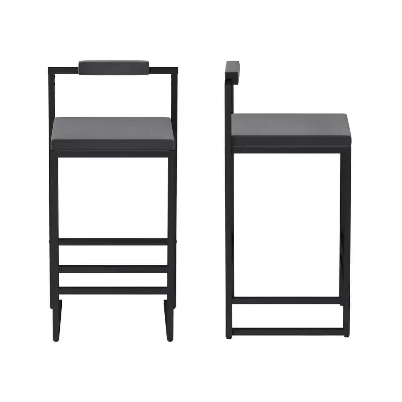 Okak Tabourets de Bar Rembourrés en Velours Lot de 2, Tabourets de Comptoir de Cuisine Modernes avec Assise Carrée pour Îlot de Cuisine, Salle à Manger