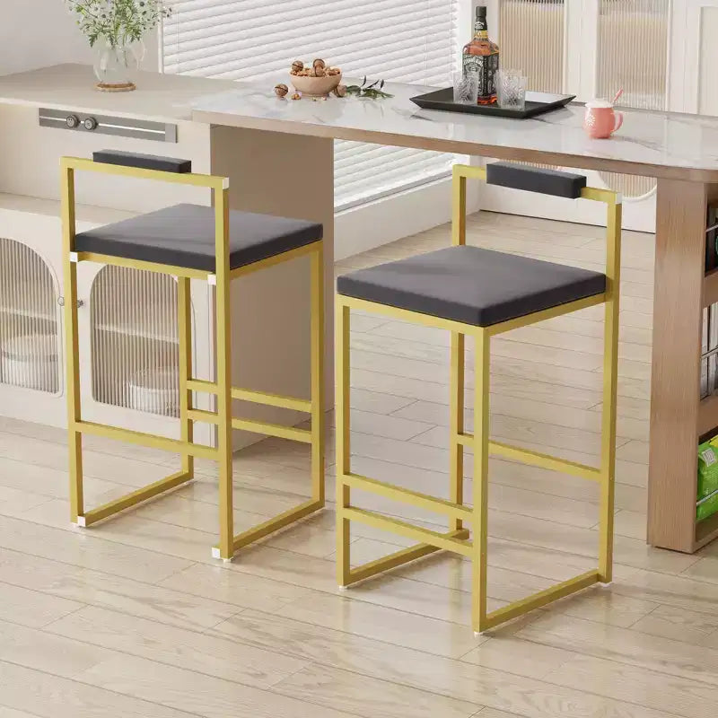 Okak Tabourets de Bar Rembourrés en Velours Lot de 2, Tabourets de Comptoir de Cuisine Modernes avec Assise Carrée pour Îlot de Cuisine, Salle à Manger