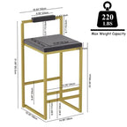 Okak Tabourets de Bar Rembourrés en Velours Lot de 2, Tabourets de Comptoir de Cuisine Modernes avec Assise Carrée pour Îlot de Cuisine, Salle à Manger
