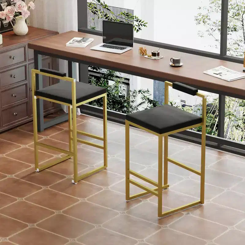 Okak Tabourets de Bar Rembourrés en Velours Lot de 2, Tabourets de Comptoir de Cuisine Modernes avec Assise Carrée pour Îlot de Cuisine, Salle à Manger