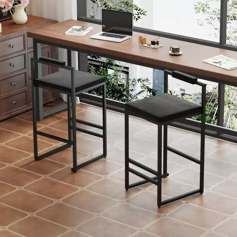 Okak Tabourets de Bar Rembourrés en Velours Lot de 2, Tabourets de Comptoir de Cuisine Modernes avec Assise Carrée pour Îlot de Cuisine, Salle à Manger