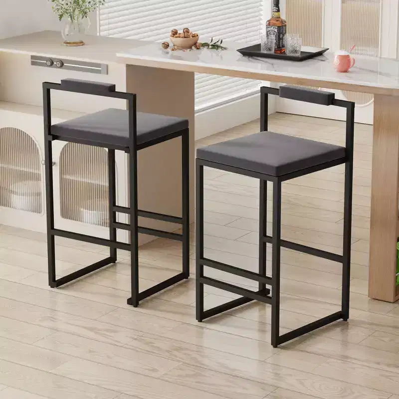 Okak Tabourets de Bar Rembourrés en Velours Lot de 2, Tabourets de Comptoir de Cuisine Modernes avec Assise Carrée pour Îlot de Cuisine, Salle à Manger