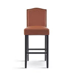 Tabourets de bar Okak modernes minimalistes hauteur comptoir, lot de 2, tabourets de comptoir en similicuir PU avec dossier en bois d'hévéa,