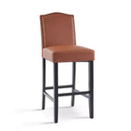 Tabourets de bar Okak modernes minimalistes hauteur comptoir, lot de 2, tabourets de comptoir en similicuir PU avec dossier en bois d'hévéa,