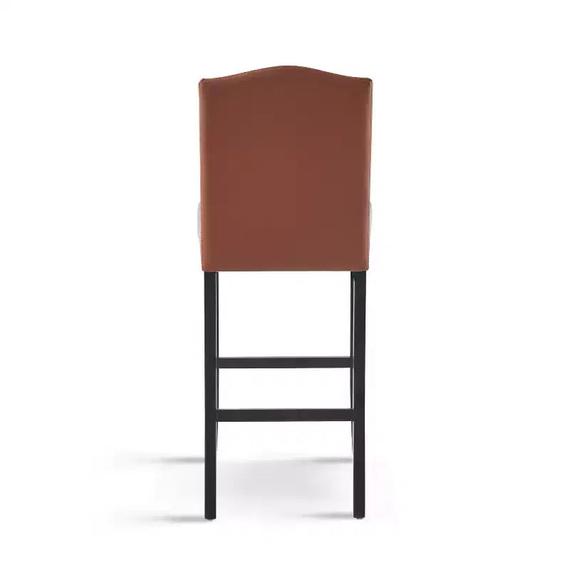 Tabourets de bar Okak modernes minimalistes hauteur comptoir, lot de 2, tabourets de comptoir en similicuir PU avec dossier en bois d'hévéa,