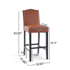 Tabourets de bar Okak modernes minimalistes hauteur comptoir, lot de 2, tabourets de comptoir en similicuir PU avec dossier en bois d'hévéa,