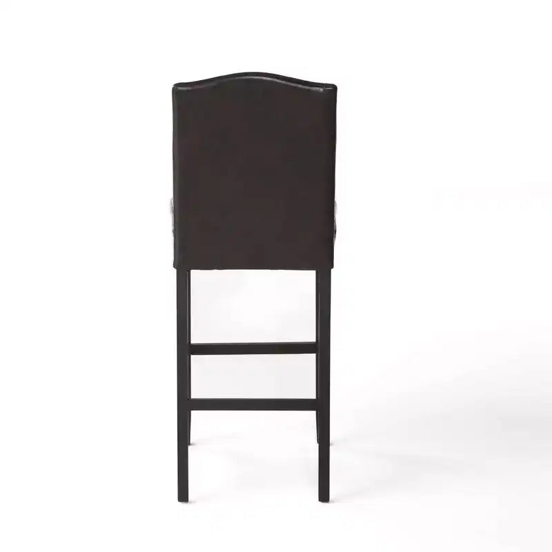 Tabourets de bar Okak modernes minimalistes hauteur comptoir, lot de 2, tabourets de comptoir en similicuir PU avec dossier en bois d'hévéa,