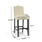 Tabourets de bar Okak modernes minimalistes hauteur comptoir, lot de 2, tabourets de comptoir en similicuir PU avec dossier en bois d'hévéa,