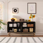Buffet Whisen de style rétro avec motif symétrique, pieds métalliques stables et dessus de présentation polyvalent