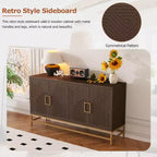 Buffet Whisen de style rétro avec motif symétrique, pieds métalliques stables et dessus de présentation polyvalent